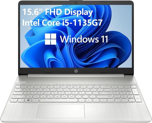 كمبيوتر محمول HP 15، شاشة FHD مقاس 15.6 بوصة، Intel Core i5-1135G7 (Beat i7-1065G7)، ذاكرة الوصول العشوائي DDR4 سعة 32 جيجابايت، SSD PCIe 1 تيرابايت، Intel Iris Xᵉ Graphics، WiFi، Bluetooth، كاميرا ويب، فضي، Windows 11 S، Ti-change in Saudi Arabia