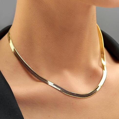 LIFETIME JEWELRY 5mm Flexible Herringbone Chain Necklace 24k Real Gold Plated in Kuwait