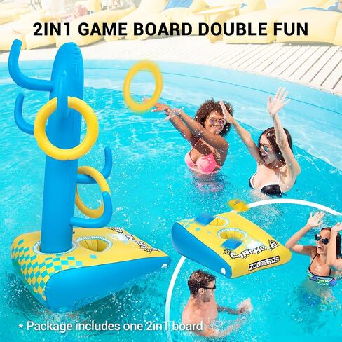 2in1 Pool Cornhole, 6 Bean Bags & Ring Toss with Anchor Bags, Pool Cornhole Game Floating, Inflatable Pool Toys for Adults Teens and Family in Saudi Arabia