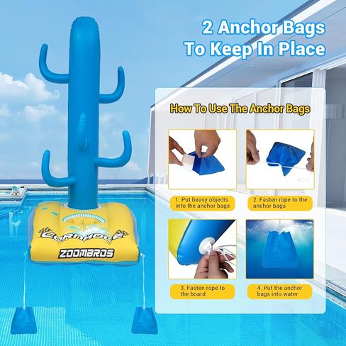 2in1 Pool Cornhole, 6 Bean Bags & Ring Toss with Anchor Bags, Pool Cornhole Game Floating, Inflatable Pool Toys for Adults Teens and Family in Saudi Arabia