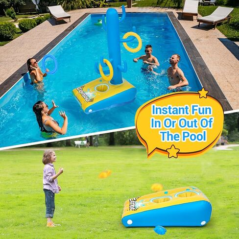 2in1 Pool Cornhole, 6 Bean Bags & Ring Toss with Anchor Bags, Pool Cornhole Game Floating, Inflatable Pool Toys for Adults Teens and Family in Saudi Arabia