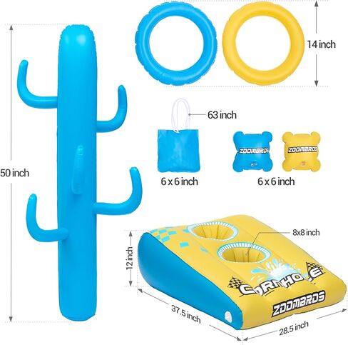 2in1 Pool Cornhole, 6 Bean Bags & Ring Toss with Anchor Bags, Pool Cornhole Game Floating, Inflatable Pool Toys for Adults Teens and Family in Saudi Arabia