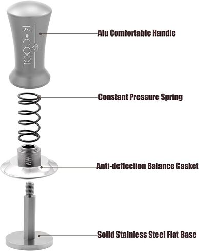 51mm Coffee Espresso Tamper, Premium Barista Tools, Calibrated Spring Tamper, 100% Stainless Steel Flat Base Tamper with Scale Mark for Espresso Machine (Black) in Kuwait