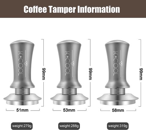51mm Coffee Espresso Tamper, Premium Barista Tools, Calibrated Spring Tamper, 100% Stainless Steel Flat Base Tamper with Scale Mark for Espresso Machine (Black) in Kuwait