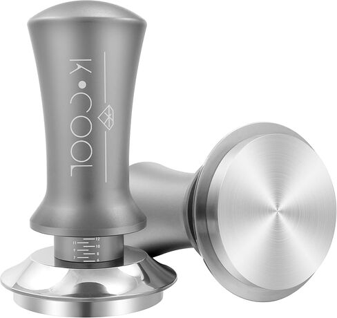 51mm Coffee Espresso Tamper, Premium Barista Tools, Calibrated Spring Tamper, 100% Stainless Steel Flat Base Tamper with Scale Mark for Espresso Machine (Black) in Kuwait
