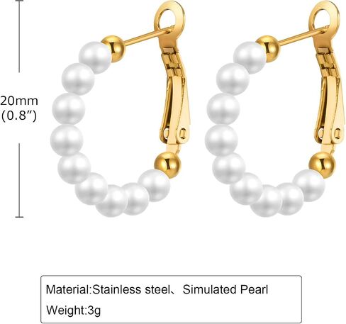 MengPa Pearl Hoop Earrings for Women Lightweight Open Small Large Circle Round Pearl Earring Jewelry Loops Birthday Gifts in Saudi Arabia