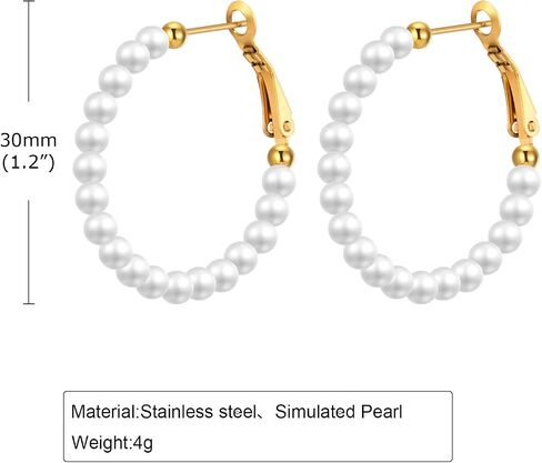 MengPa Pearl Hoop Earrings for Women Lightweight Open Small Large Circle Round Pearl Earring Jewelry Loops Birthday Gifts in Saudi Arabia