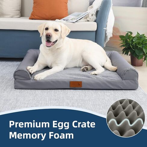 JEMA Orthopedic Dog Bed, Large, Flannel, Egg Crate, Washable Removable Cover, Waterproof, Non-Slip Bottom, for Household Pets up to 75 lbs in Saudi Arabia