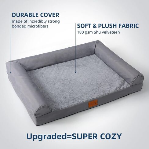 JEMA Orthopedic Dog Bed, Large, Flannel, Egg Crate, Washable Removable Cover, Waterproof, Non-Slip Bottom, for Household Pets up to 75 lbs in Saudi Arabia