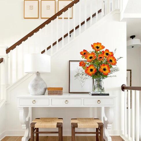 5Pcs Anemone Flowers Artificial Silk Flowers 20.9" White Faux Flowers Realistic Fake Flowers for Decoration Faux Poppy Flower Anemone Artificial Flowers Bulk for Vase Centerpieces Home Wedding Bouquet in Saudi Arabia