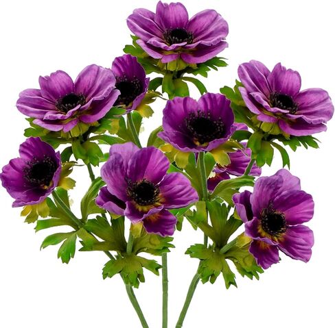5Pcs Anemone Flowers Artificial Silk Flowers 20.9" White Faux Flowers Realistic Fake Flowers for Decoration Faux Poppy Flower Anemone Artificial Flowers Bulk for Vase Centerpieces Home Wedding Bouquet in Saudi Arabia
