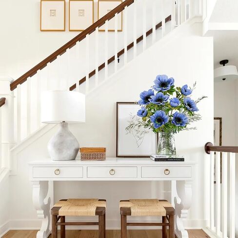 5Pcs Anemone Flowers Artificial Silk Flowers 20.9" White Faux Flowers Realistic Fake Flowers for Decoration Faux Poppy Flower Anemone Artificial Flowers Bulk for Vase Centerpieces Home Wedding Bouquet in Kuwait