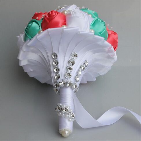 S-ssoy Wedding Bouquet Bride Bridal Brooch Bouquets Bridesmaid Bouquet Diamond Pearl Ribbon Valentine's Day Confession Party Church with Free Corsage Flower, Black+White in Saudi Arabia