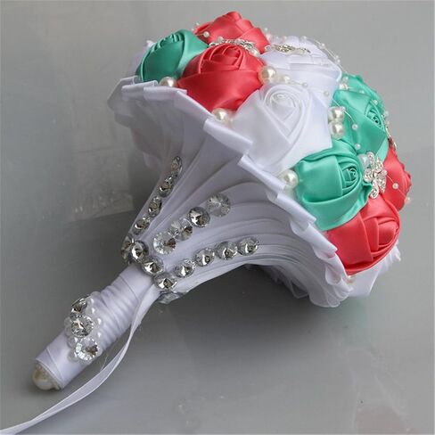 S-ssoy Wedding Bouquet Bride Bridal Brooch Bouquets Bridesmaid Bouquet Diamond Pearl Ribbon Valentine's Day Confession Party Church with Free Corsage Flower, Black+White in Saudi Arabia