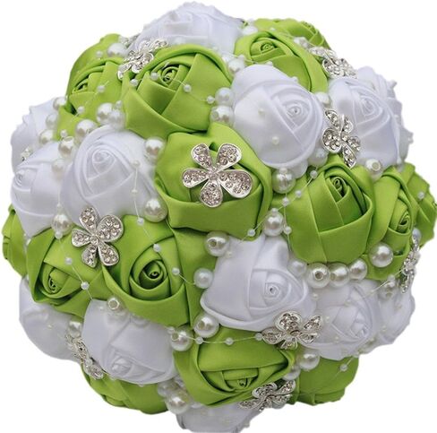 S-ssoy Wedding Bouquet Bride Bridal Brooch Bouquets Bridesmaid Bouquet Diamond Pearl Ribbon Valentine's Day Confession Party Church with Free Corsage Flower, Black+White in Saudi Arabia