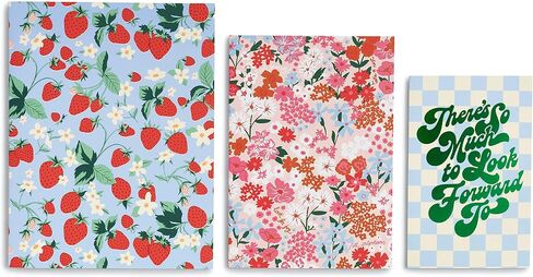 ban.do Rough Draft Notebook Journal Set of 3, Includes Small Medium Large Stitch Notebooks with 32 Lined Pages Each, Strawberry Fields in Saudi Arabia