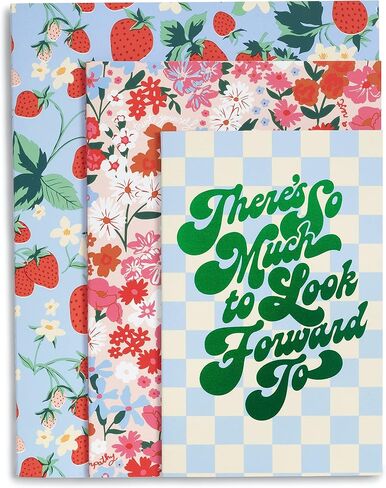 ban.do Rough Draft Notebook Journal Set of 3, Includes Small Medium Large Stitch Notebooks with 32 Lined Pages Each, Strawberry Fields in Saudi Arabia