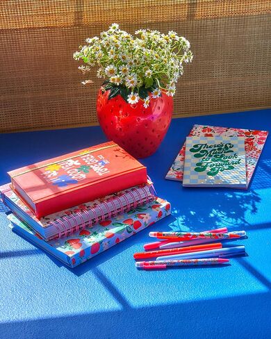 ban.do Rough Draft Notebook Journal Set of 3, Includes Small Medium Large Stitch Notebooks with 32 Lined Pages Each, Strawberry Fields in Saudi Arabia