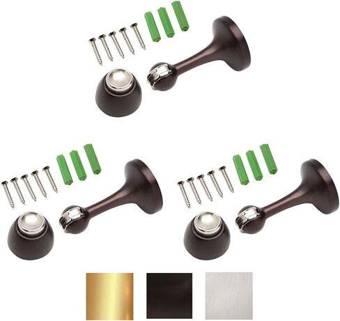 Magnetic Door Stop 3in. Catch Protects and Holds Premium-Grade (3-Pack, Oil-Rubbed Bronze) in Saudi Arabia