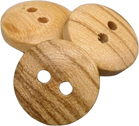 Olive Wood Buttons - 2 Holes / 5 Sizes - Reversible (12, 15, 18, 20 y 25 mm) - Manufactured in Europe (25 mm) in Saudi Arabia
