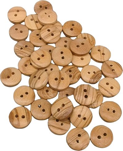 Olive Wood Buttons - 2 Holes / 5 Sizes - Reversible (12, 15, 18, 20 y 25 mm) - Manufactured in Europe (25 mm) in Saudi Arabia