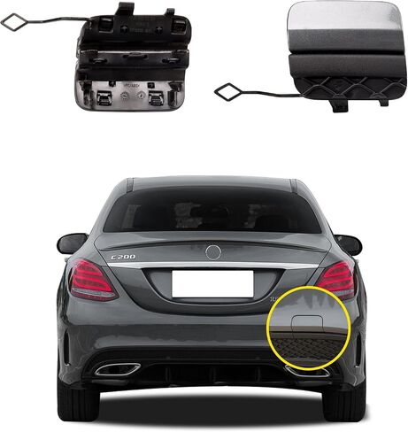 غطاء خطاف سحب المصد الخلفي للسيارة متوافق مع Sports Mercedes Benz C-Class W205 C300 C400 C43AMG 2015 2016 2017 2018 غطاء غطاء المقطورة 2058850256 2058850824 2058851224 غطاء عين سحب صغير in Kuwait