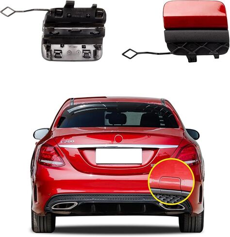 غطاء خطاف سحب المصد الخلفي للسيارة متوافق مع Sports Mercedes Benz C-Class W205 C300 C400 C43AMG 2015 2016 2017 2018 غطاء غطاء المقطورة 2058850256 2058850824 2058851224 غطاء عين سحب صغير in Kuwait