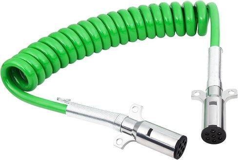 7 Way Trailer Cord 15 FT ABS Electrical Power ABS Cord Heavy Duty Green Trailer Cord Straight Power Wire Cable for Semi Trucks Trailers Tractors in Saudi Arabia