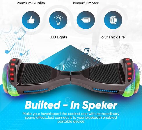 6.5" Hoverboard for Kids Ages 6-12, Bluetooth Hover Board with Tunnel Light Style Wheels & Non-slip Footpads, UL2272 Safety Certified in Saudi Arabia