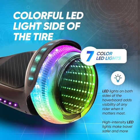6.5" Hoverboard for Kids Ages 6-12, Bluetooth Hover Board with Tunnel Light Style Wheels & Non-slip Footpads, UL2272 Safety Certified in Saudi Arabia