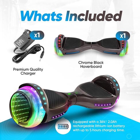 6.5" Hoverboard for Kids Ages 6-12, Bluetooth Hover Board with Tunnel Light Style Wheels & Non-slip Footpads, UL2272 Safety Certified in Saudi Arabia