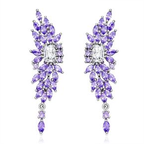 Wedding Earrings for Brides Crystal Stud Earrings for Women Girls 925 Sterling Silver Post Cubic Zirconia Rhinestone Stud Earrings Ear Climber Earrings