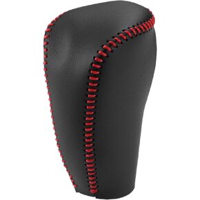 Gear Shifting Knob Cover Automatic Transmission Lever Trim for Nissan Murano 2009-2013 Faux Leather Black Red
