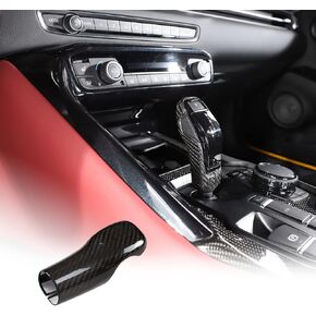 Real Carbon Fiber Gear Shifter Head Cover Fit for Toyota Supra GR A90 A91 MK5 2019-2022, Gear Shift Knob Cover, Interior Gear Shifter Head Trim Accessories (Style A - Black)