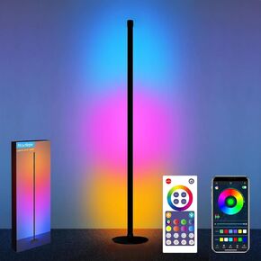 Led Floor Lamp,RGB Corner Lamp with App and Remote Control,Smart Modern Floor Lamp with 16 Million DIY Colors,DIY Modes and Music Sync,Standing Lamp for Bedroom,Living Room