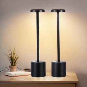 Rechargeable LED Wireless Touch Desk Lamps Set of 2, 5000mAh Battery Operated Lamp, 3 Color Modes with Memory Function and Stepless Dimming Desk Lamp for Restaurant/Bedroom/Terrace (Black) in Kuwait