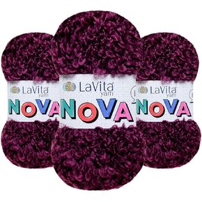 Lavita NOVA Fluffy Crochet Yarn 3 Pack of 100gr/3,5oz - Bundle - Soft Plush Baby Snuggle Yarn - Thick & Cozy for Knitting & Crocheting Toys – Blankets – Garments – 10.5 oz – 327 Yards