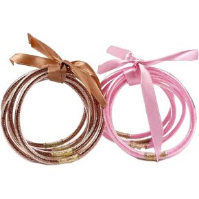 10 Pack Glitter Jelly Bracelets Fashion Jewelry Jelly Bangle Bracelets Sparkling Lightweight Silicone Bracelets for Women Girls in Kuwait