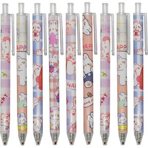 Maydahui 12 PCS Rabbits Carrots Gel Pen Cute Cartoon Pens Retractable Printing Pen Black Ink for Students Office School Supply
