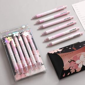 Creative Cute Pens Galaxy Pens , 6 Pieces Black Ink Pens, 0.5 mm Fine Tip Pen, Gift Stationery School Office Supply (Starry sky)