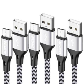 Micro USB Cable Android Charger, [3 Pack, 1.5ft] USB-A to Micro USB USB 2.0 Charger Cable, Nylon Braided Cord Compatible with Galaxy S6 J7 Edge Note 5, Kindle, MP3