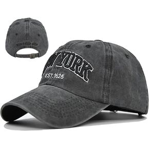 Baseball Cap for Men Women Embroidery New York Vintage Baseball Hat Mens Cotton Denim Trucker Cap New York Hat for Men Women Distressed Adjustable Strapback Dad Hat Sun Hat Unisex Black Ball Cap Gift