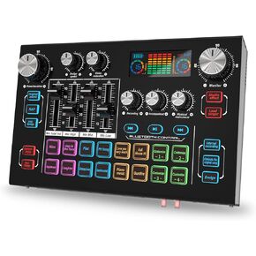 RHM X7 Podcast Equipment Bundle, Audio Mixer Interface with 48V Phantom Power & XLR Microphone Interface, 4 Voice Changing Modes, 16 Sound Effects, LCD Display, for PC/Phone/Streaming/Recording/Vocals