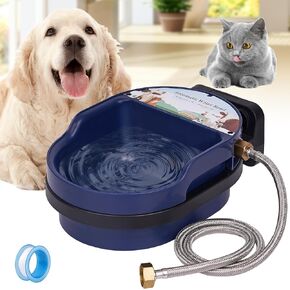 Auto Dog Water Bowl Dispenser Automatic Pet Water Bowl Dispenser for Dog Self Filling Trough Drinking Water Feeder for Poultry Outdoor Large Dog and Livestock (Blue Bowl)