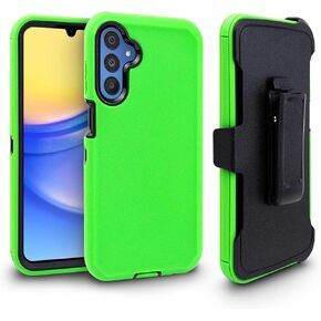 Rugged Design for Samsung Galaxy A15 5G Phone Case, Heavy Duty Constuction Shockproof with Belt Clip Holster, Built in Screen Protector (Black)