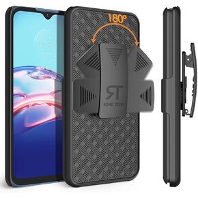 Rome Tech Belt Clip Holster Case for Moto E 2020 [ONLY] Slim Heavy Duty Shell Holster Combo - Rugged Phone Cover with Kickstand Compatible with Motorola E2020 - Black