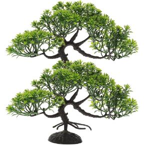 POPETPOP Bonsai Ornament 2pcs Aquarium Landscaping Aquatic Plants Plastic Bonsai Fish Tank Pine Tree