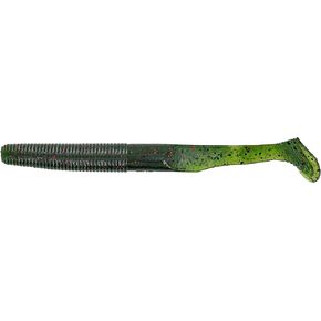 Gary Yamamoto 5.5" Swimming Senko Soft Worm Paddle Tail Fishing Swim Bait Lures - 7 Pack, Watermelon with Large Black & Small Red Flake