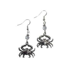 Crab or Beach Themed Earrings, comes on Sterling Silver Earwires with a clear faceted crystal accent bead