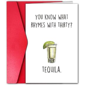 GYYsweetus Funny Tequila 30th Birthday Card, Hilarious 30 Year Old Birthday Gift for Him Her, Turning Thirty Bday Card for Sister Brother Coworker Best Friend